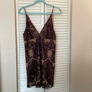 Free People Maroon Sequin Mini Dress